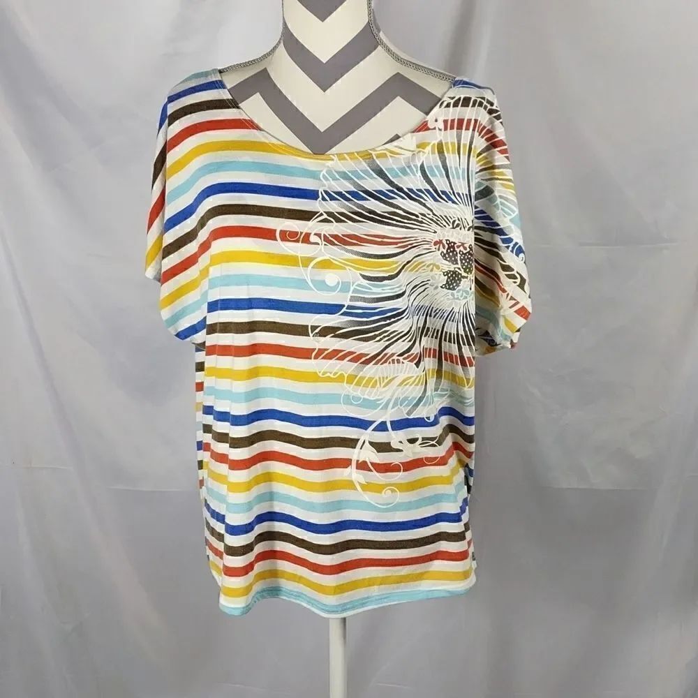 Ing Colorful Striped Drop Back Tee